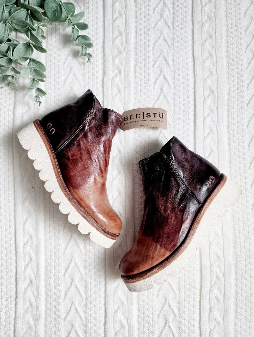 BED STU Lydyi Boots Cold Brew Tie Dye Leather Platform Ankle Bootie NIB 6